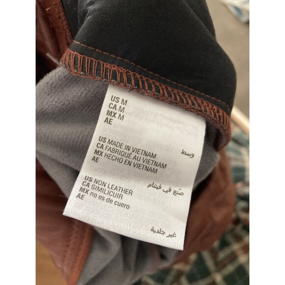 New INC Faux Leather Jogger Pants MEDIUM Cognac Brown Urban Boho - Picture 6 of 13